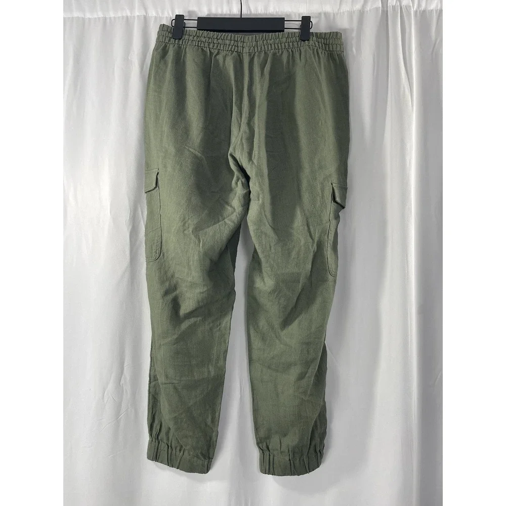 Banana Republic Women's Olive Green Linen Blend Cargo Drawstring Jogger Medium